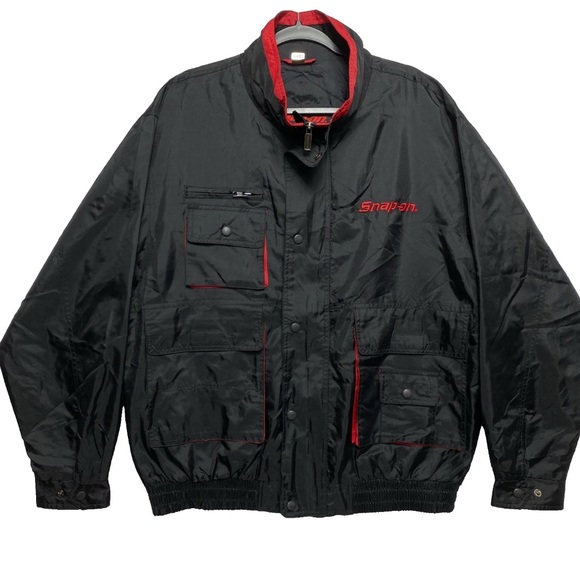 Snap On Tools Jacket Mens L Black Red Mechanic Windbreaker - Picture 1 of 15